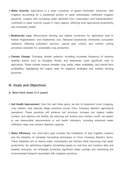 Free Agriculture Sustainable Land Use Plan Template to Edit Online