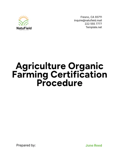 Free Agriculture Organic Farming Certification Procedure Template to Edit Online