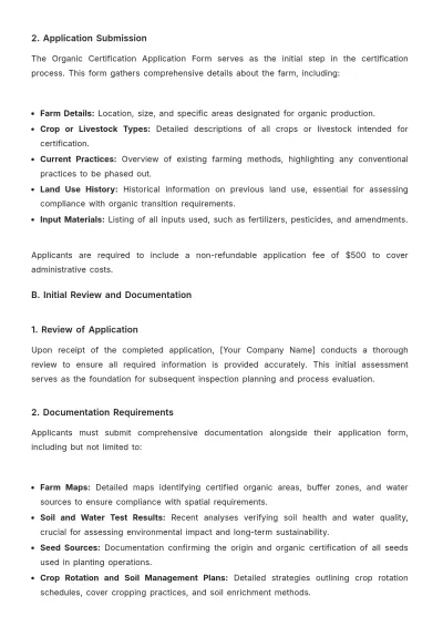 Free Agriculture Organic Farming Certification Procedure Template to Edit Online