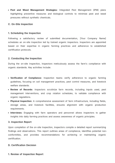 Free Agriculture Organic Farming Certification Procedure Template to Edit Online