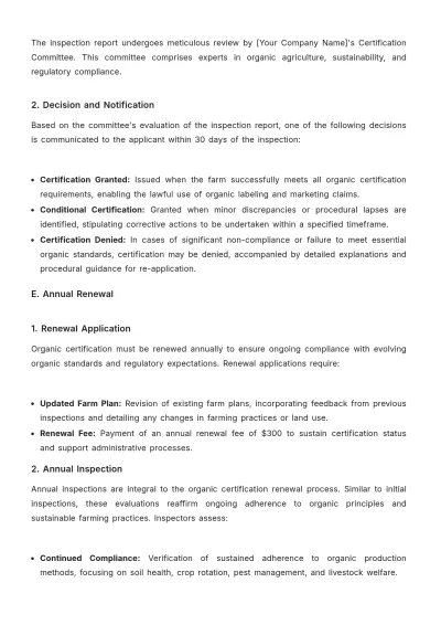 Free Agriculture Organic Farming Certification Procedure Template to Edit Online