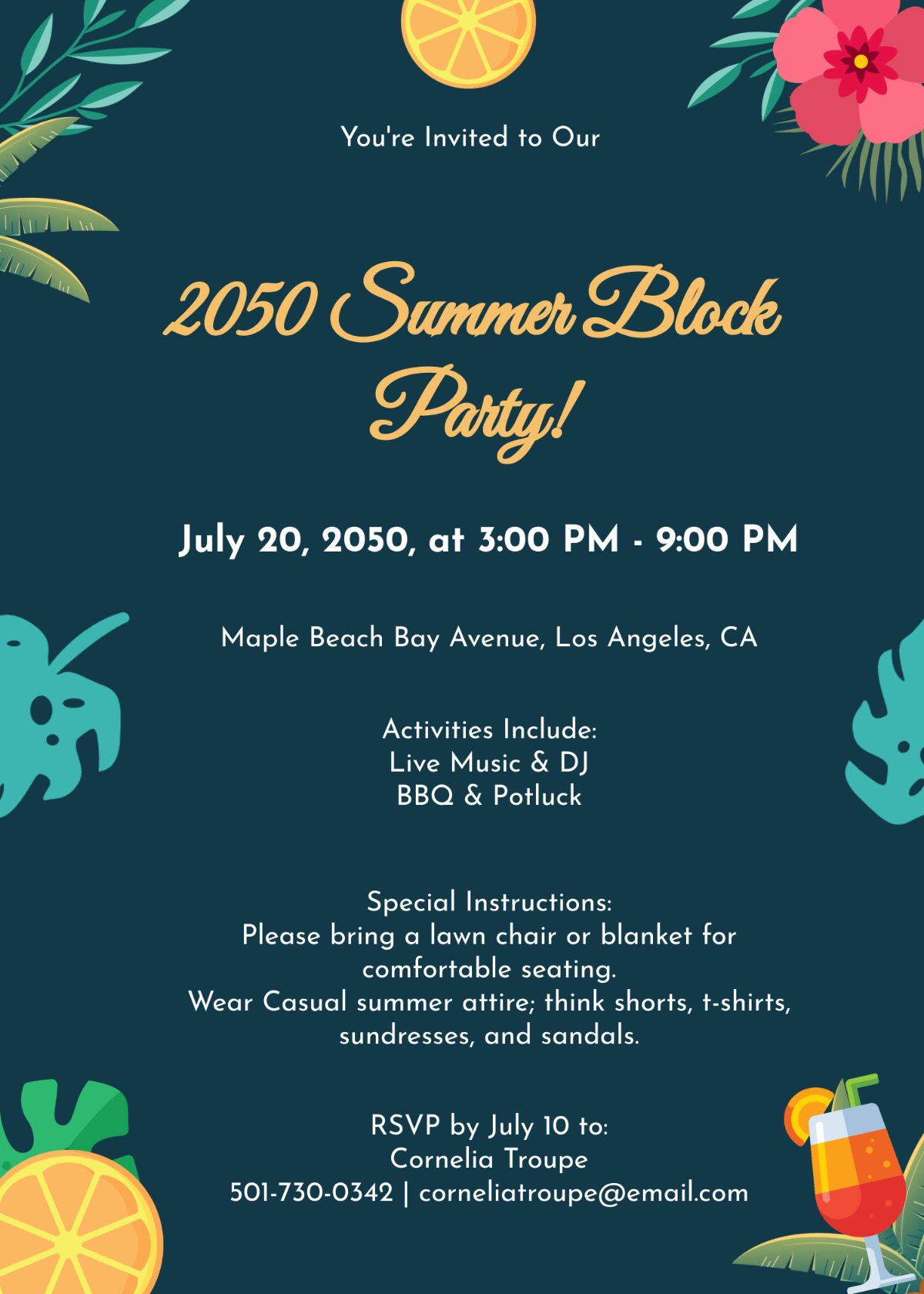 Summer Block Party Invitation