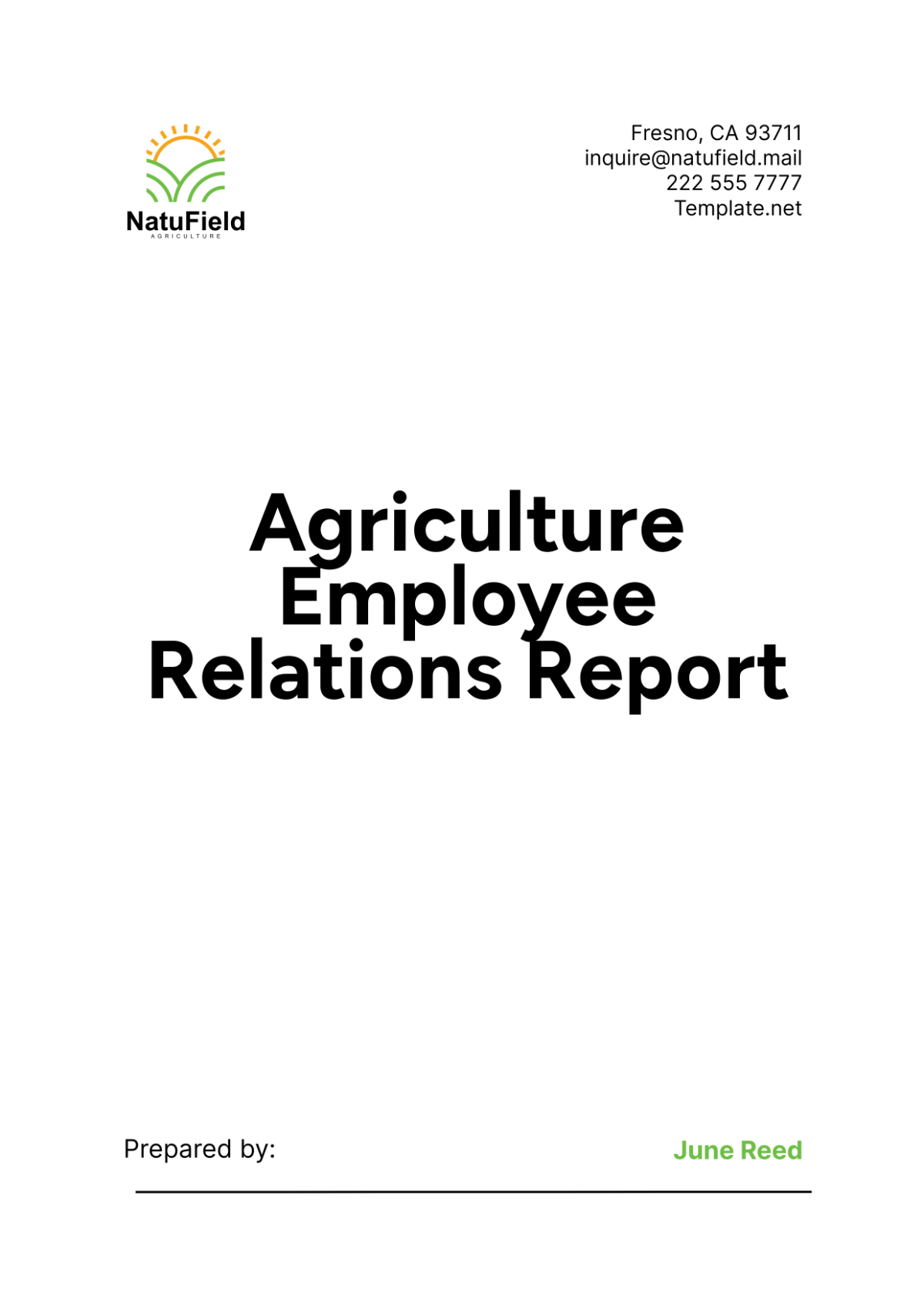 Agriculture Employee Relations Report Template