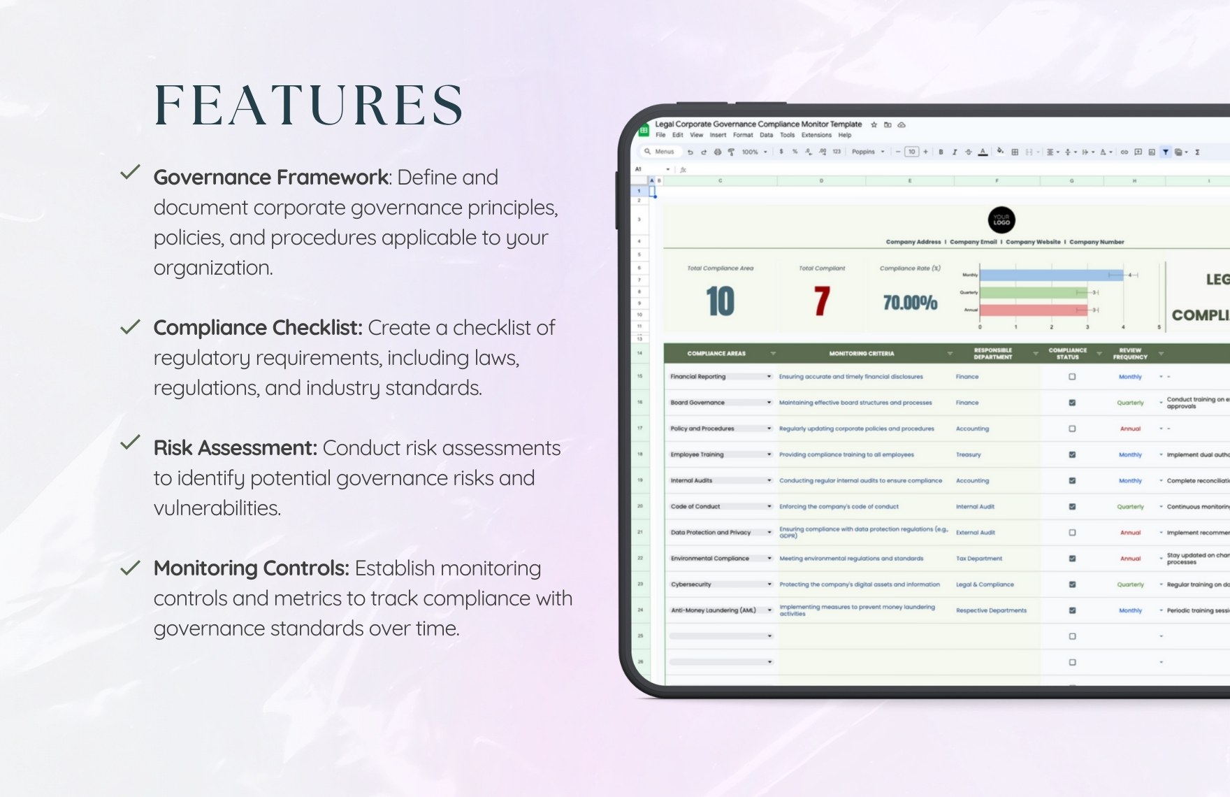 Legal Corporate Governance Compliance Monitor Template