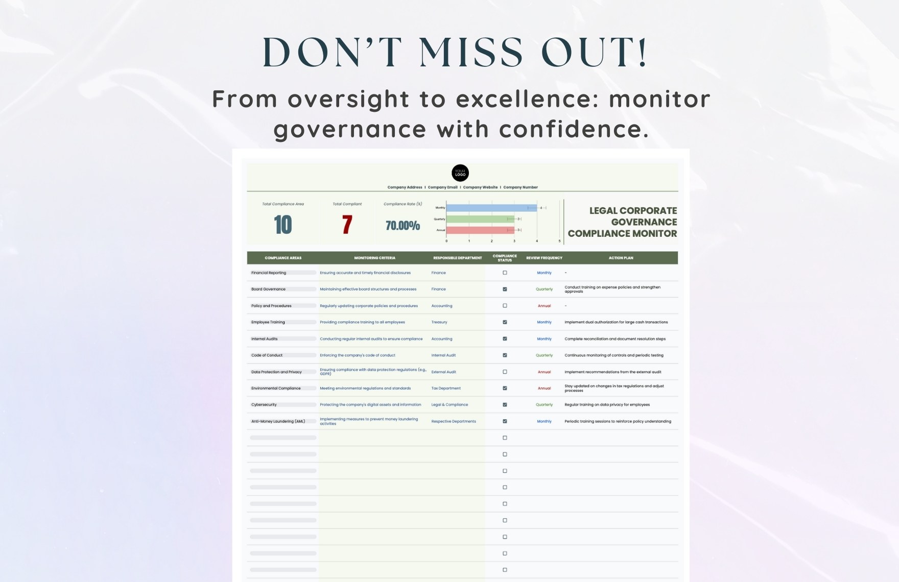 Legal Corporate Governance Compliance Monitor Template