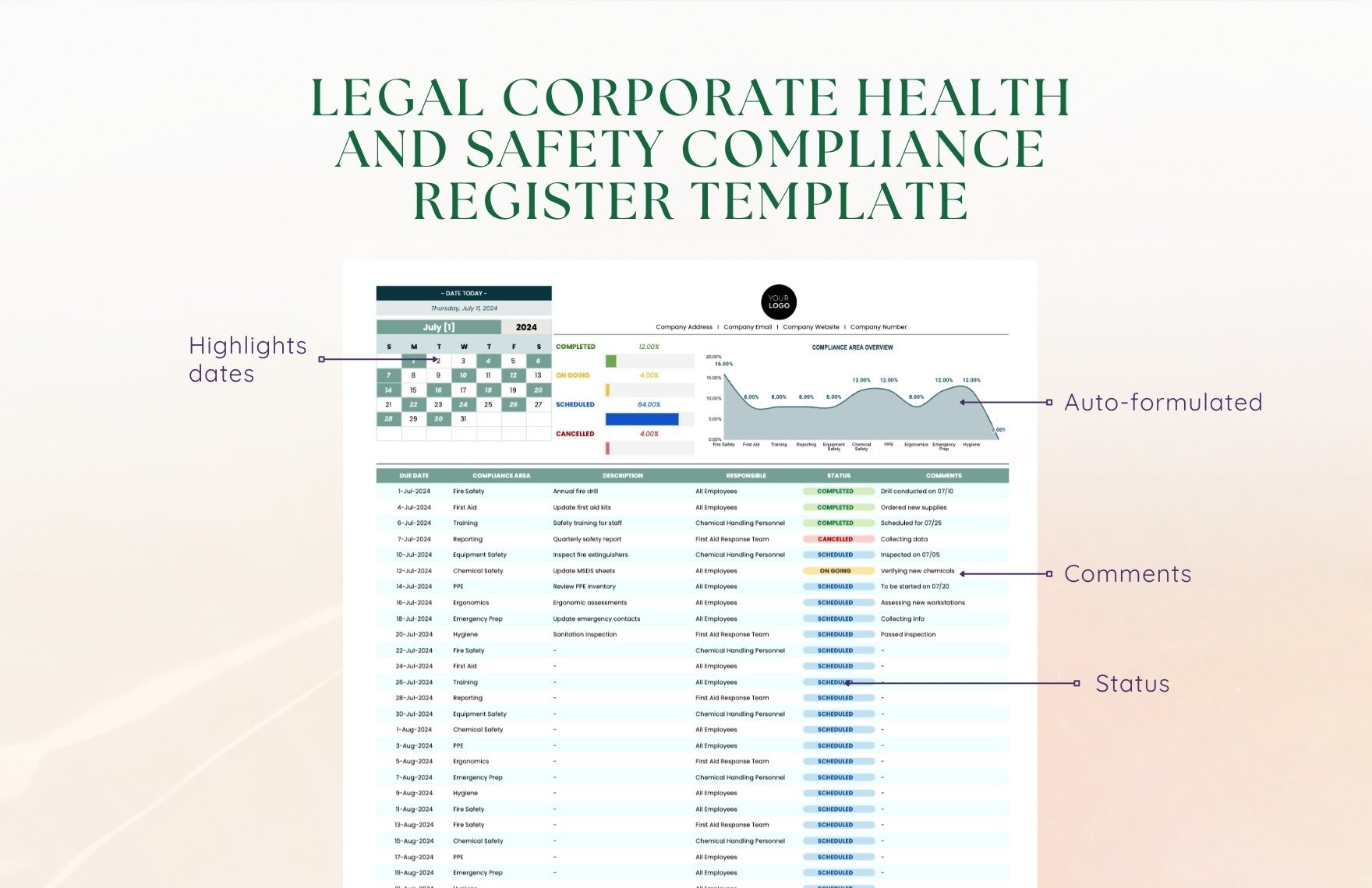 Legal Corporate Health and Safety Compliance Register Template