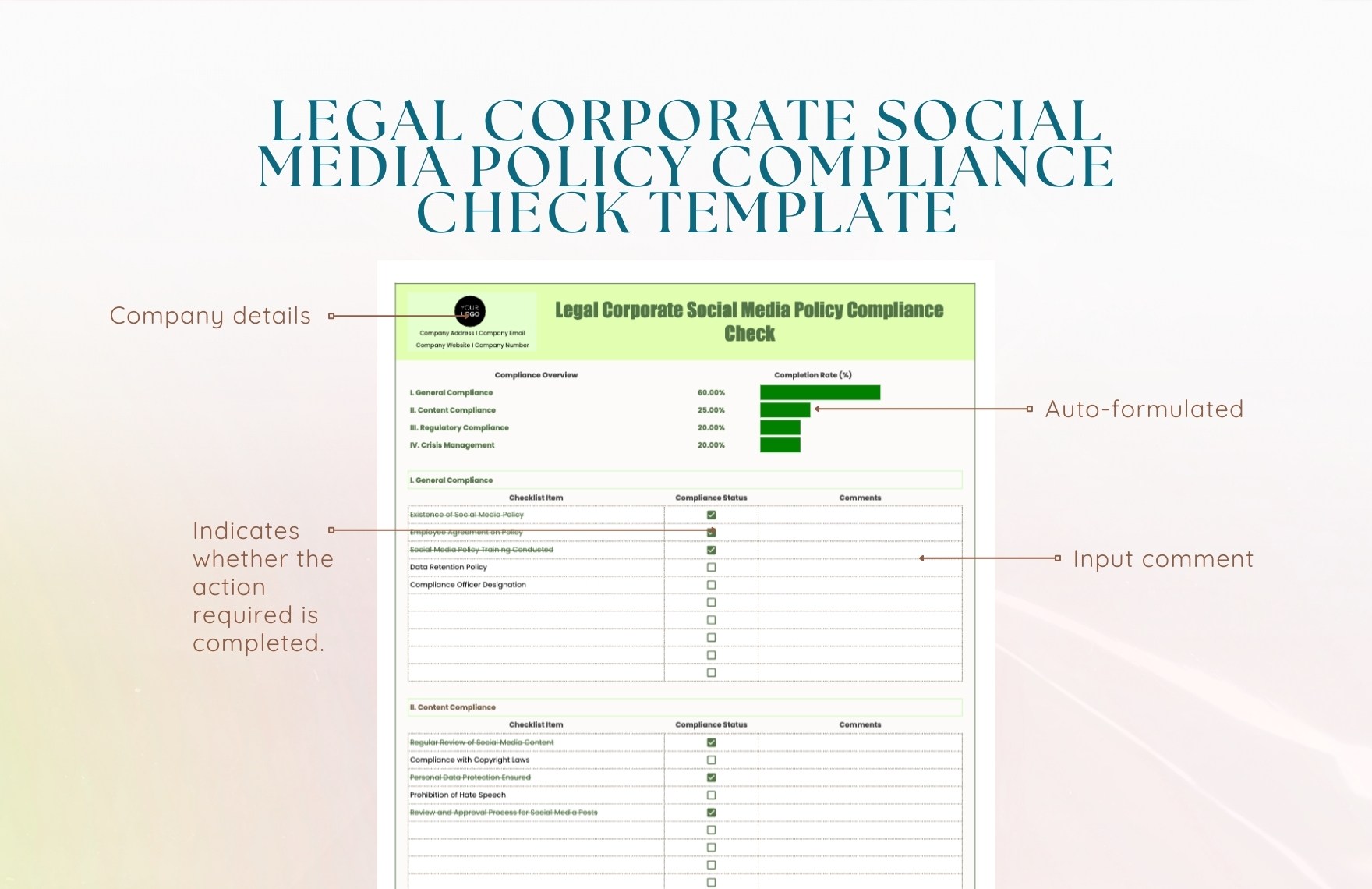 Legal Corporate Social Media Policy Compliance Check Template