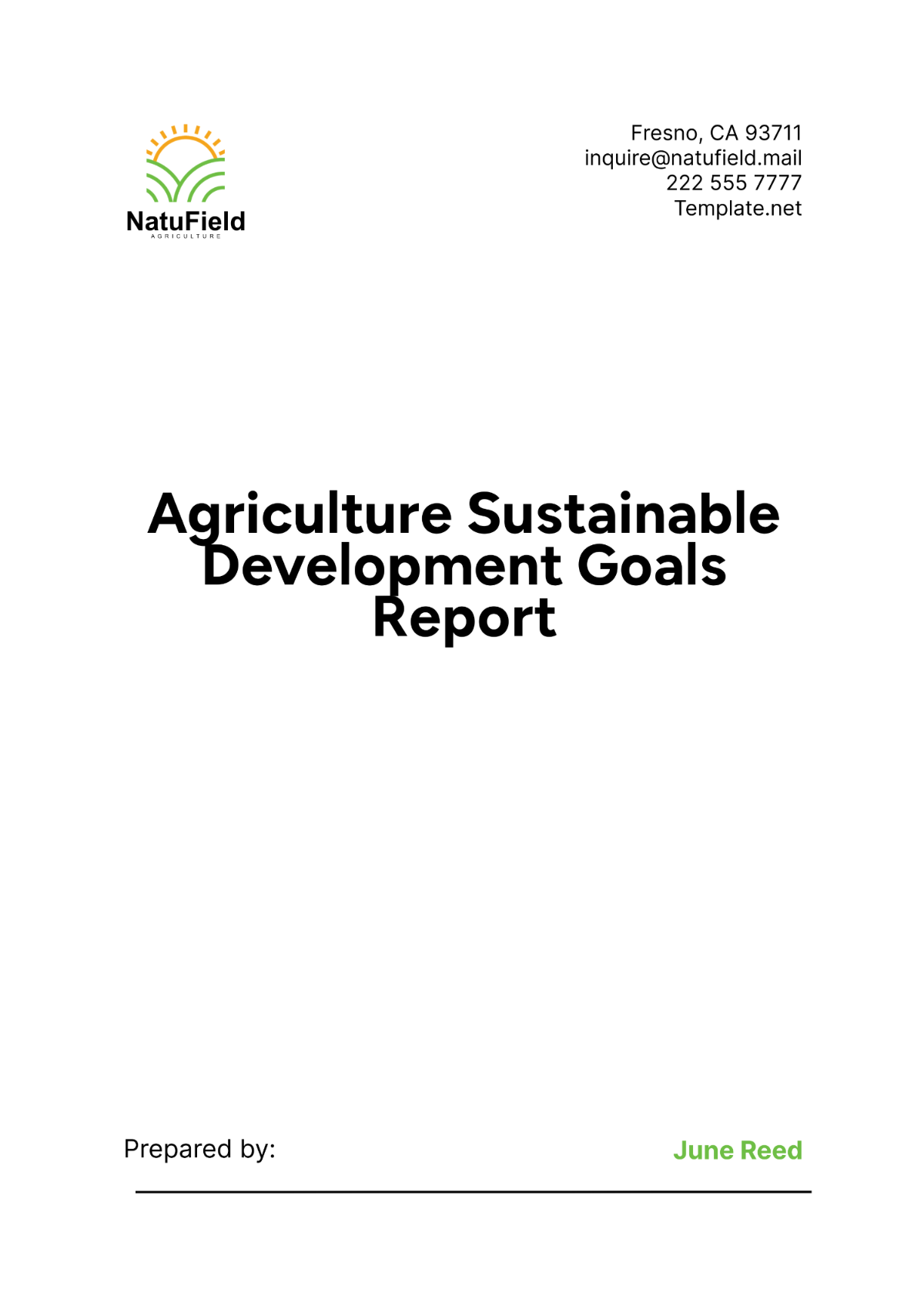 Agriculture Sustainable Development Goals Report Template - Edit Online