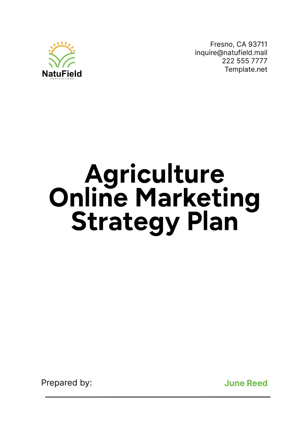 Agriculture Online Marketing Strategy Plan Template - Edit Online & Download