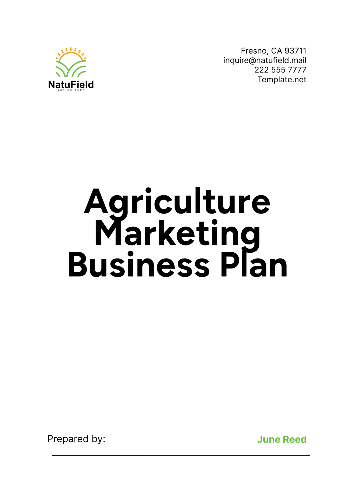 Agriculture Marketing Business Plan Template - Edit Online & Download