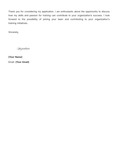 Free Training Entry Level Cover Letter to Edit Online