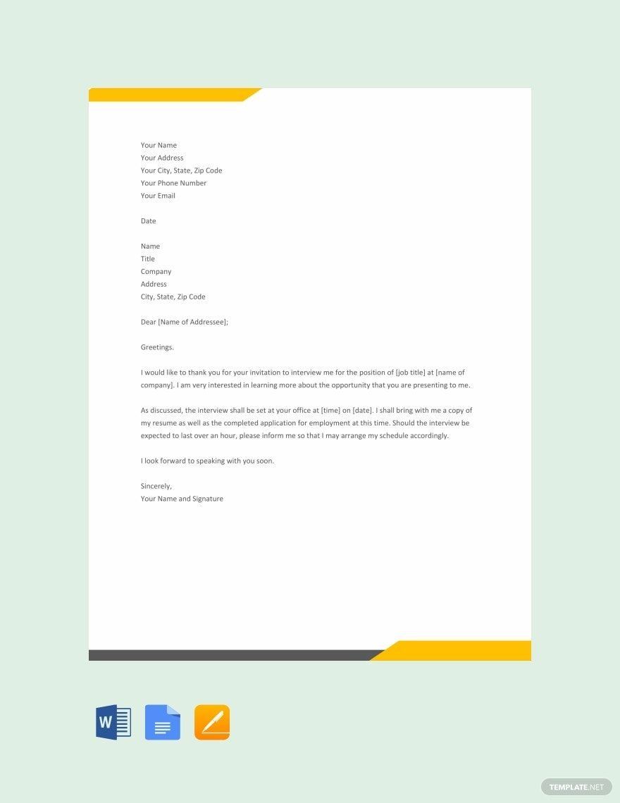 Interview Acknowledgement Letter Template