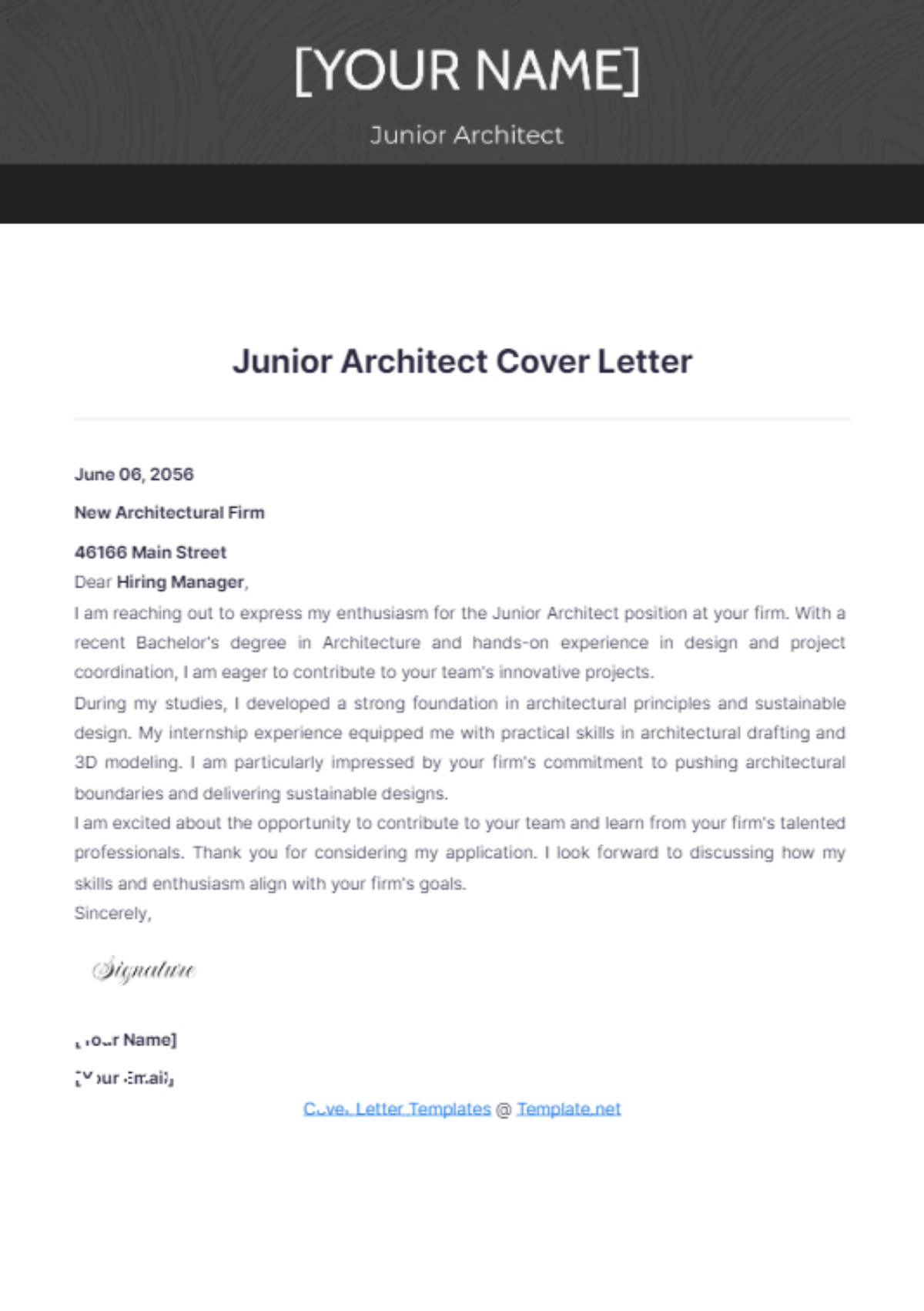 Junior Architect Cover Letter