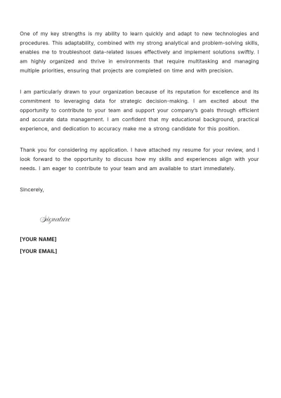 Free Graduate Data Entry Cover Letter to Edit Online