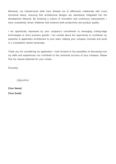 Free Application Architect Cover Letter to Edit Online