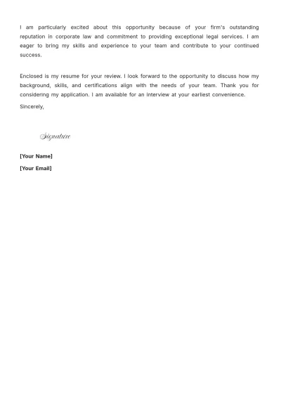 Free Corporate Law Paralegal Cover Letter to Edit Online