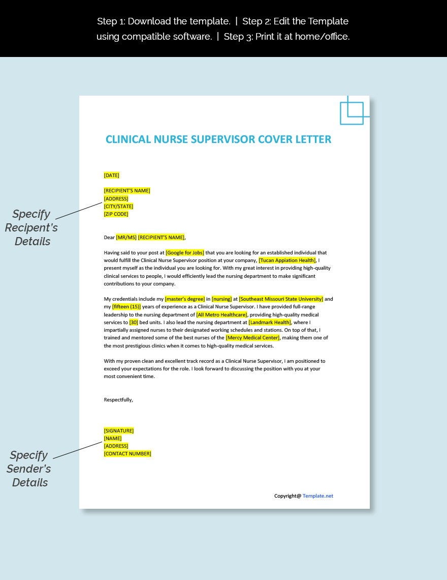 Clinical Nurse Supervisor Cover Letter