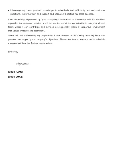 Free Sales Entry Level Cover Letter to Edit Online