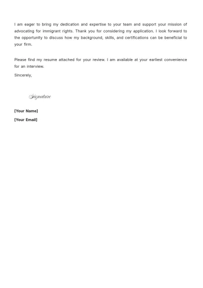 Free Immigration Paralegal Cover Letter to Edit Online