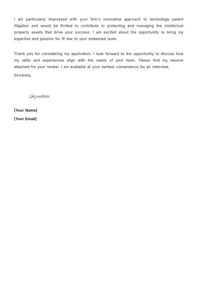 Free Intellectual Property Paralegal Cover Letter to Edit Online