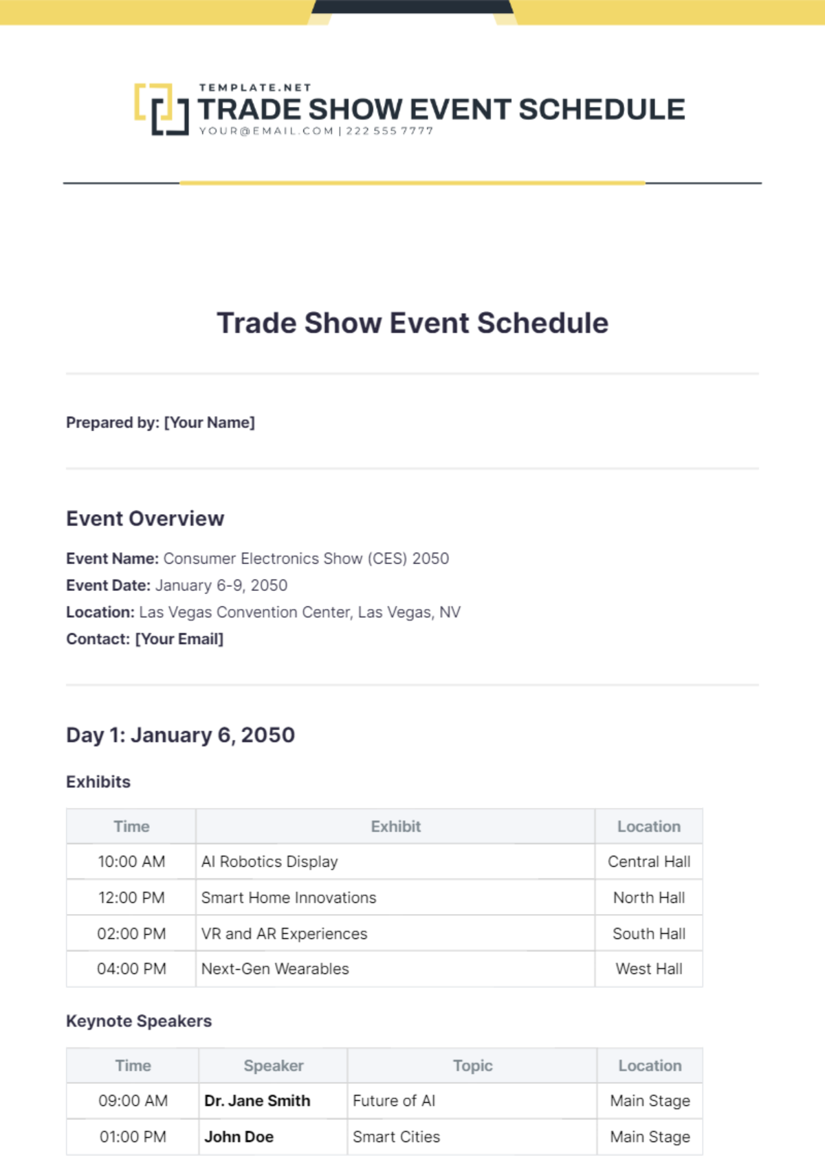 Trade Show Event Schedule Template - Edit Online & Download