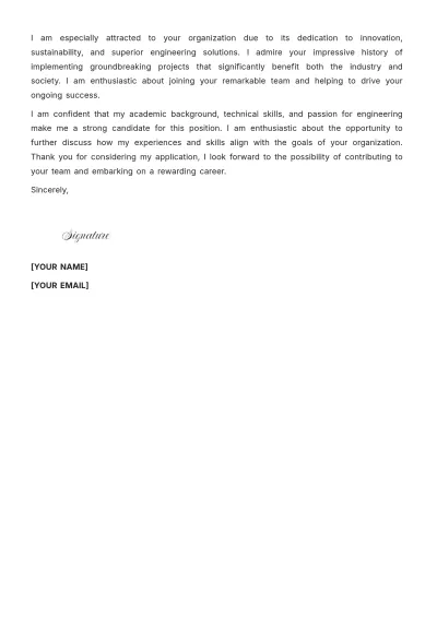 Free Engineering Entry Level Cover Letter to Edit Online