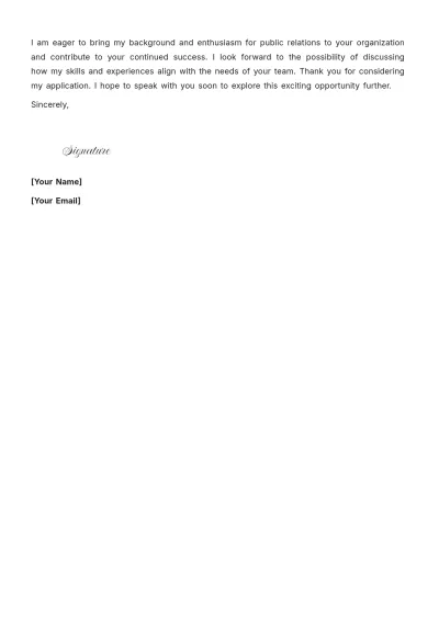 Free Public Relations Entry Level Cover Letter to Edit Online