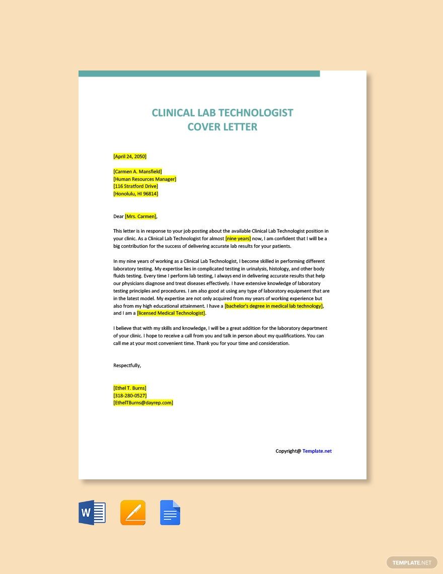 cover letter template for lab manager