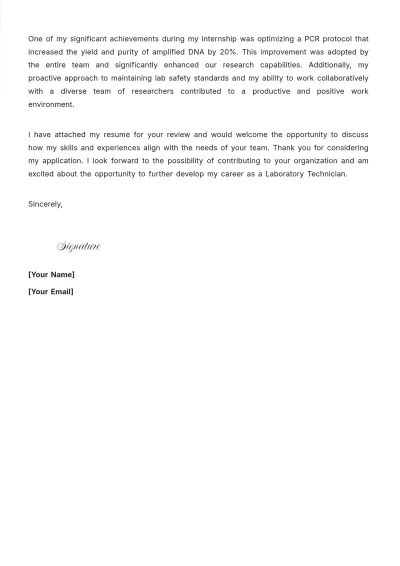 Free Laboratory Technician Entry Level Cover Letter to Edit Online