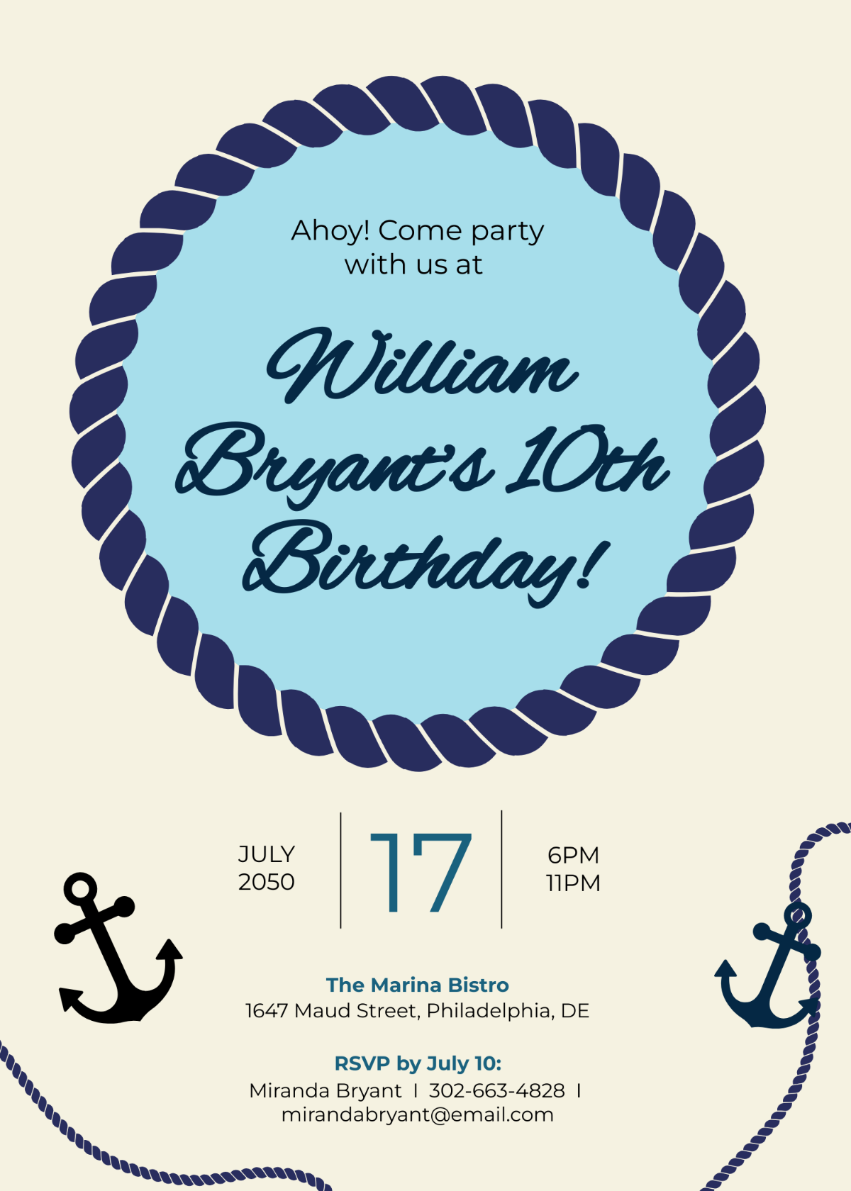 Nautical Birthday Invitation