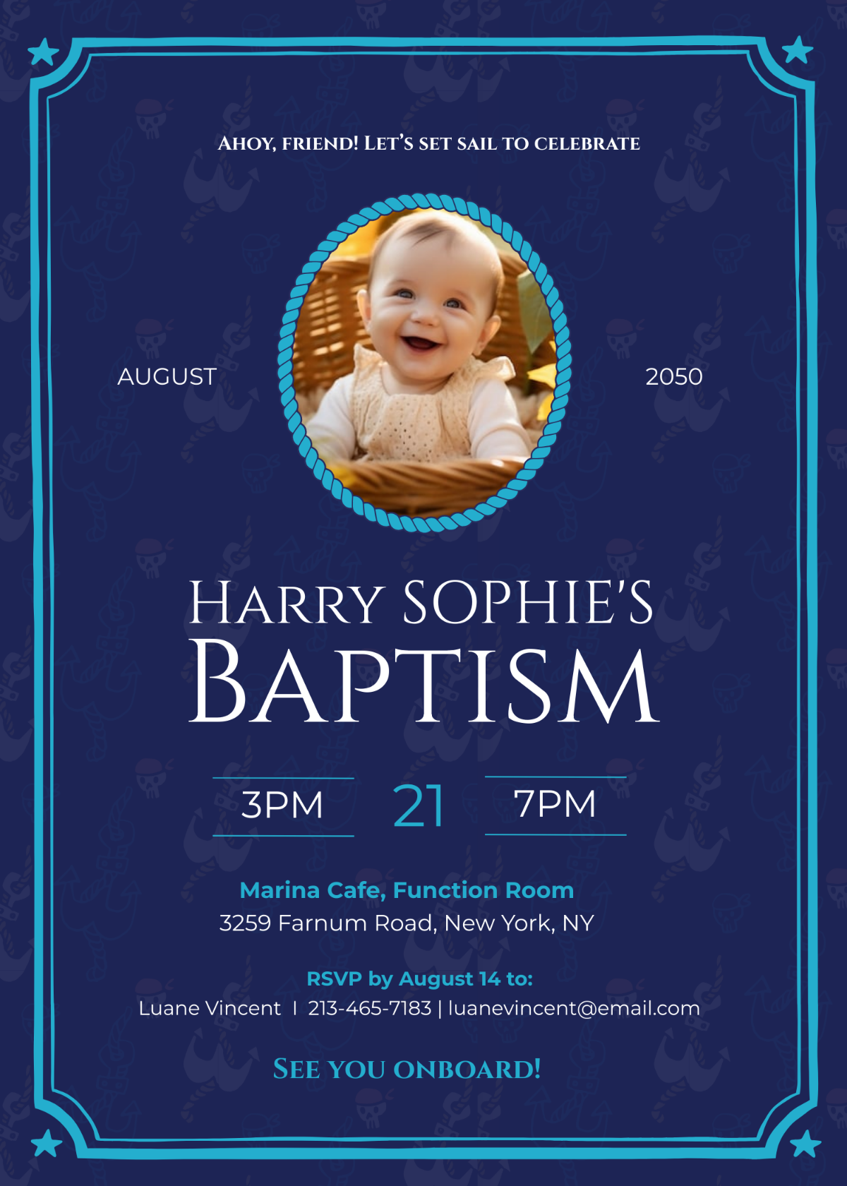 Nautical Baptism Invitation