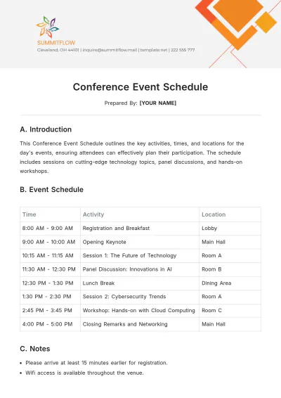 Free Conference Event Schedule Template to Edit Online