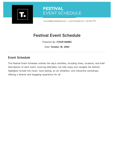 Free Festival Event Schedule Template to Edit Online