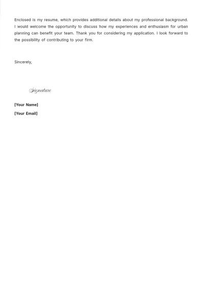 Free Urban Planning Architecture Cover Letter to Edit Online