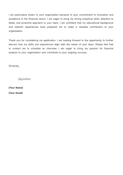Free Financial Analyst Entry Level Cover Letter to Edit Online