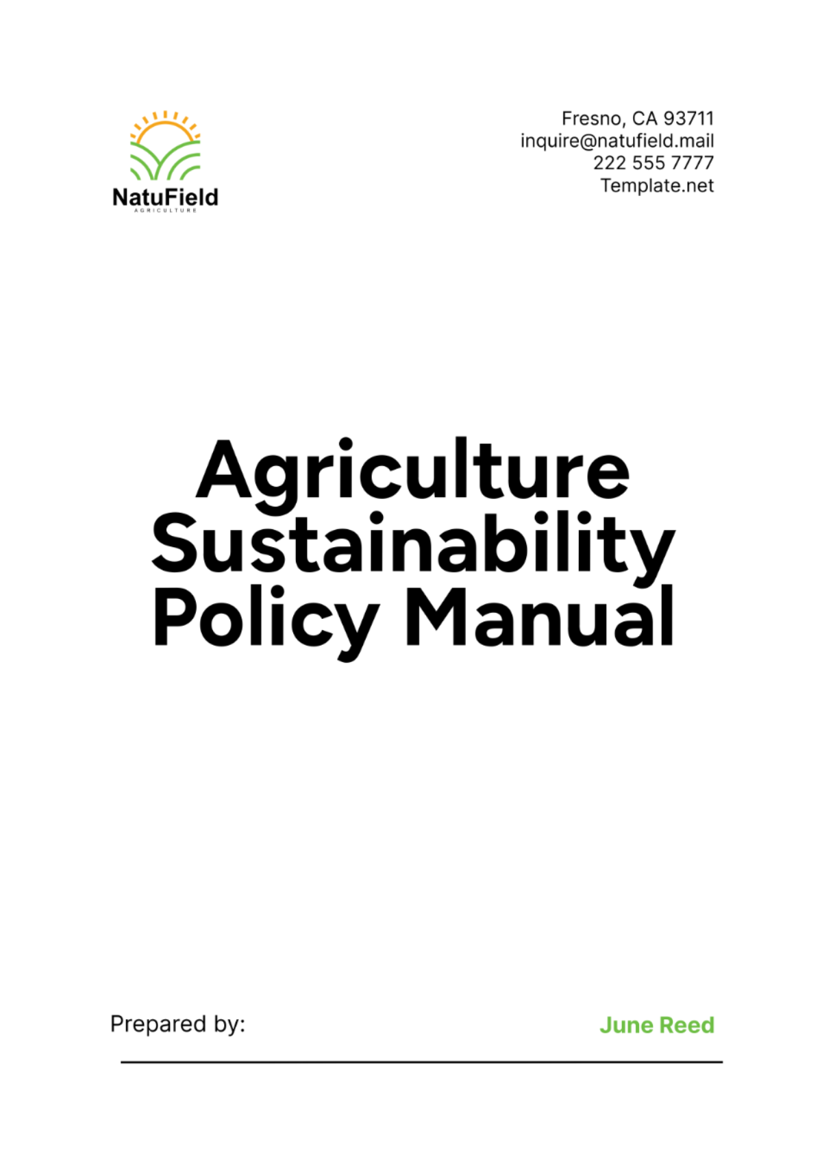 Agriculture Sustainability Policy Manual Template