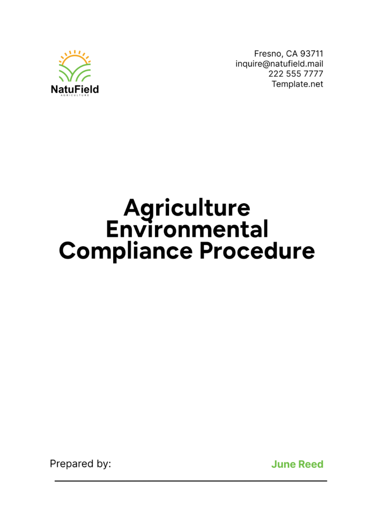 Agriculture Environmental Compliance Procedure Template