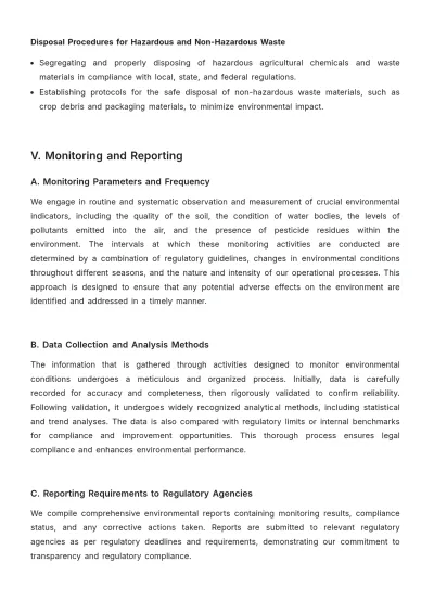 Free Agriculture Environmental Compliance Procedure Template to Edit Online