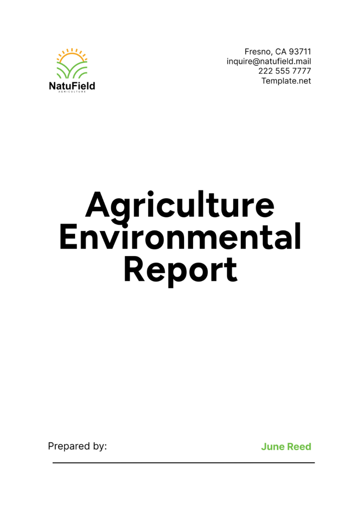 Agriculture Environmental Report Template