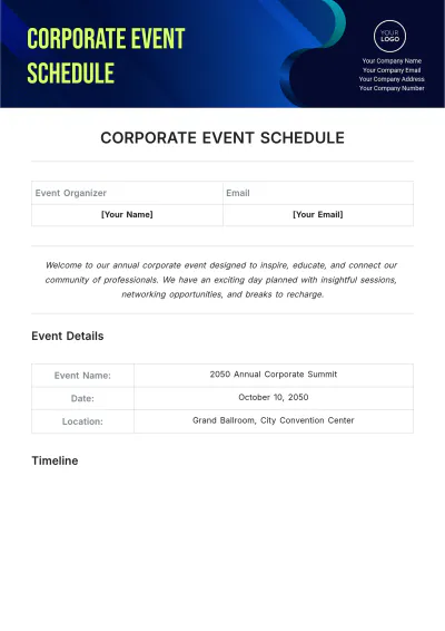 Free Corporate Event Schedule Template to Edit Online