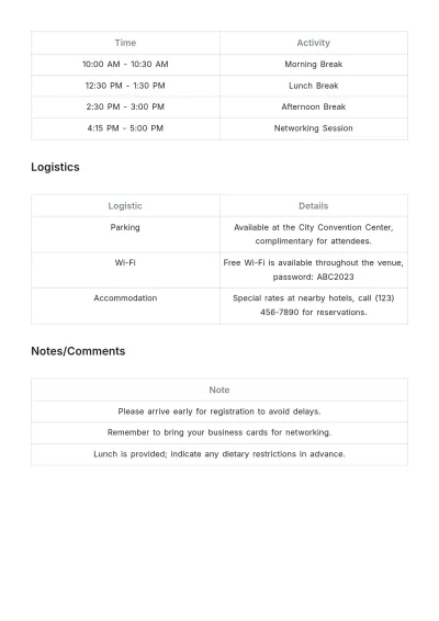 Free Corporate Event Schedule Template to Edit Online