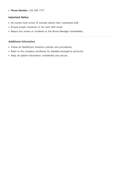 Free Weekly Nursing Schedule Template to Edit Online