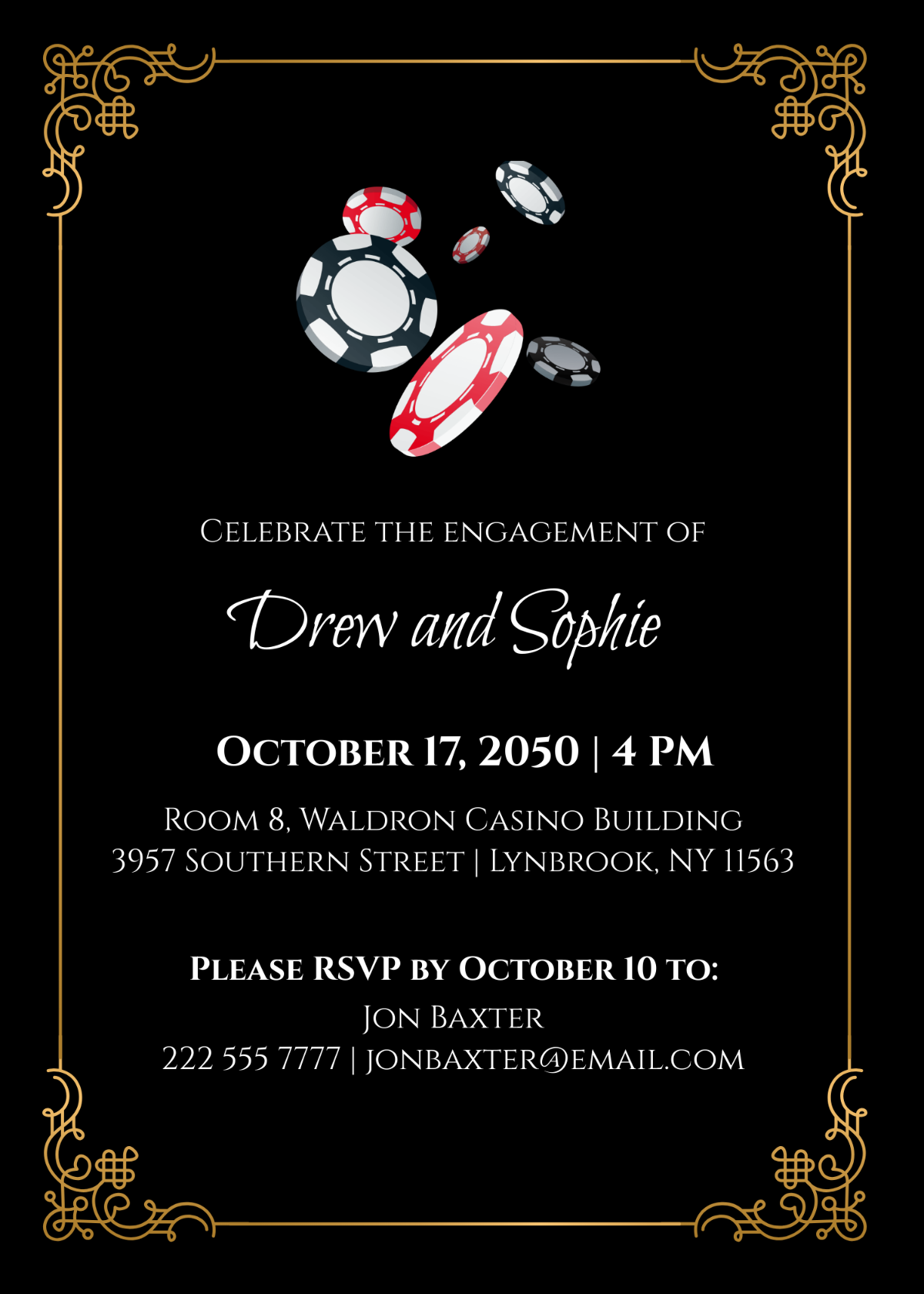 Casino Engagement Party Invitation
