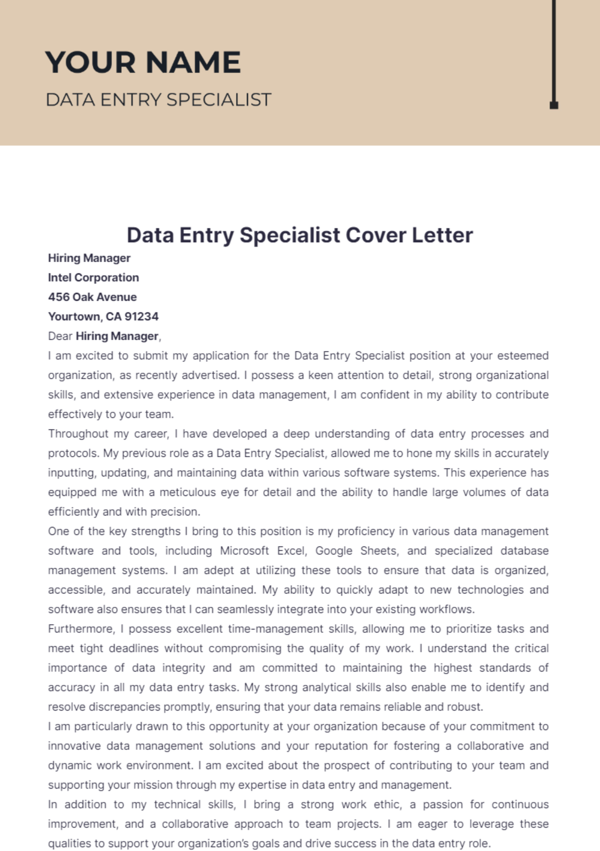 data entry specialist cover letter