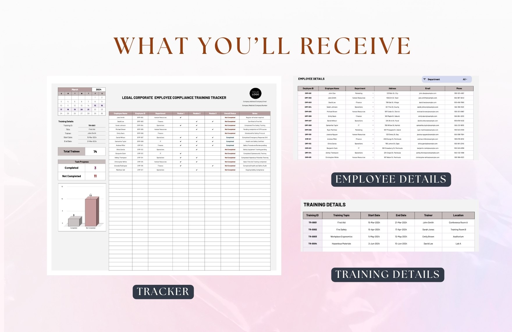 Legal Corporate  Employee Compliance Training Tracker Template