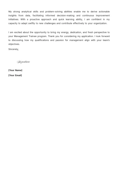 Free Management Entry Level Cover Letter to Edit Online