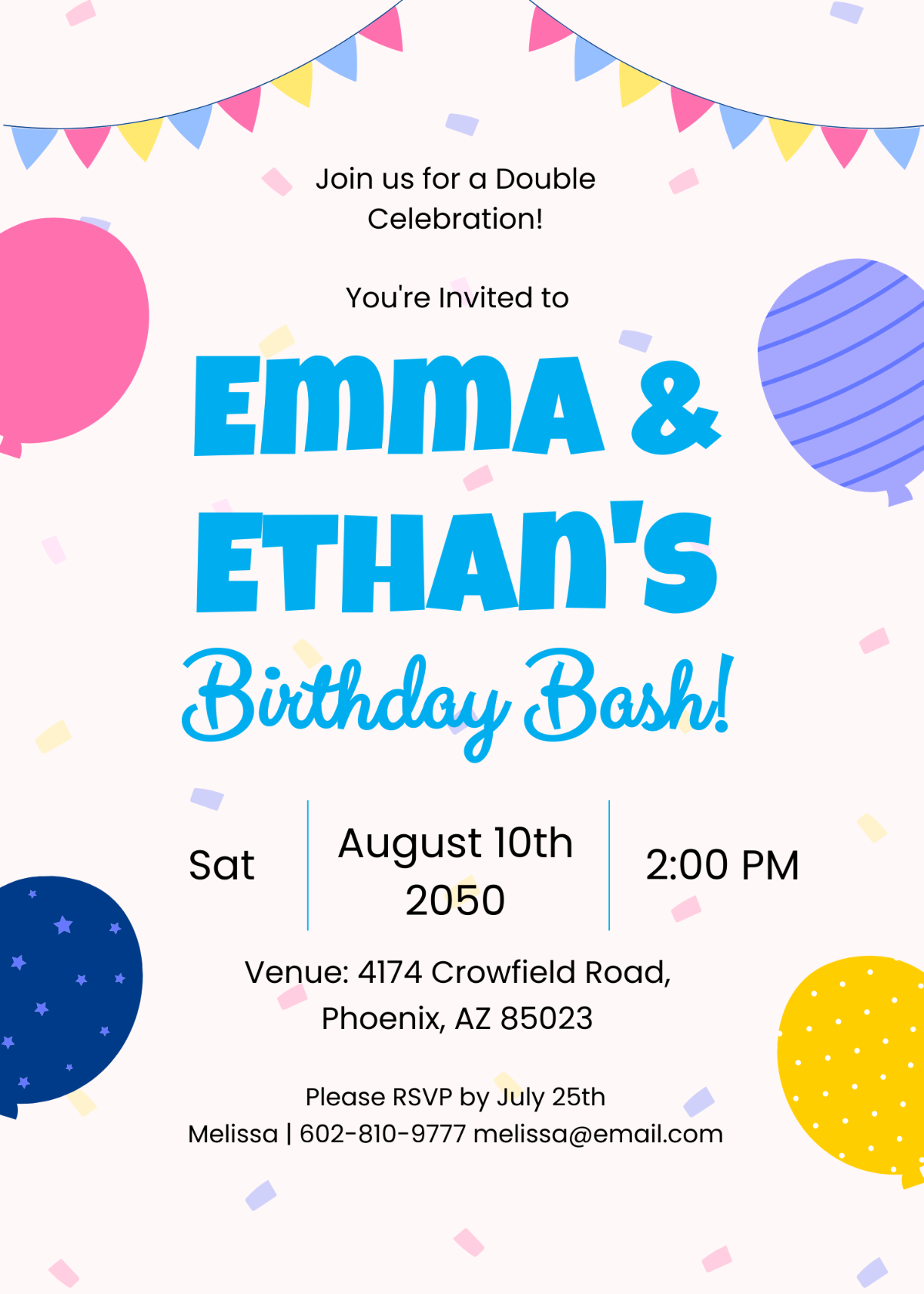 Twins Birthday Invitation