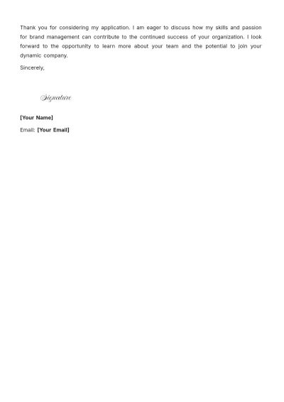 Free Brand Management Entry Level Cover Letter to Edit Online