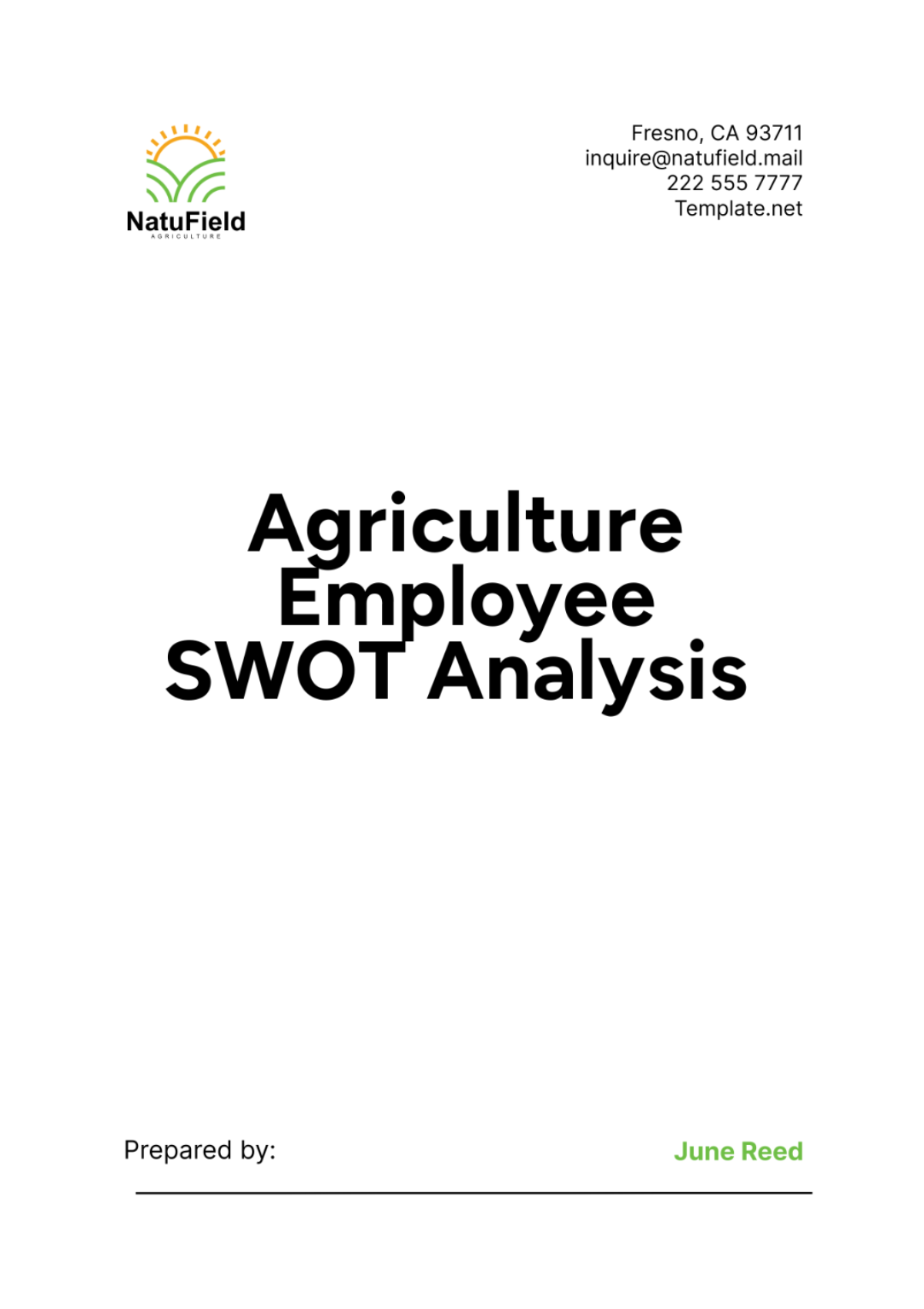 Agriculture Employee SWOT Analysis Template - Edit Online & Download