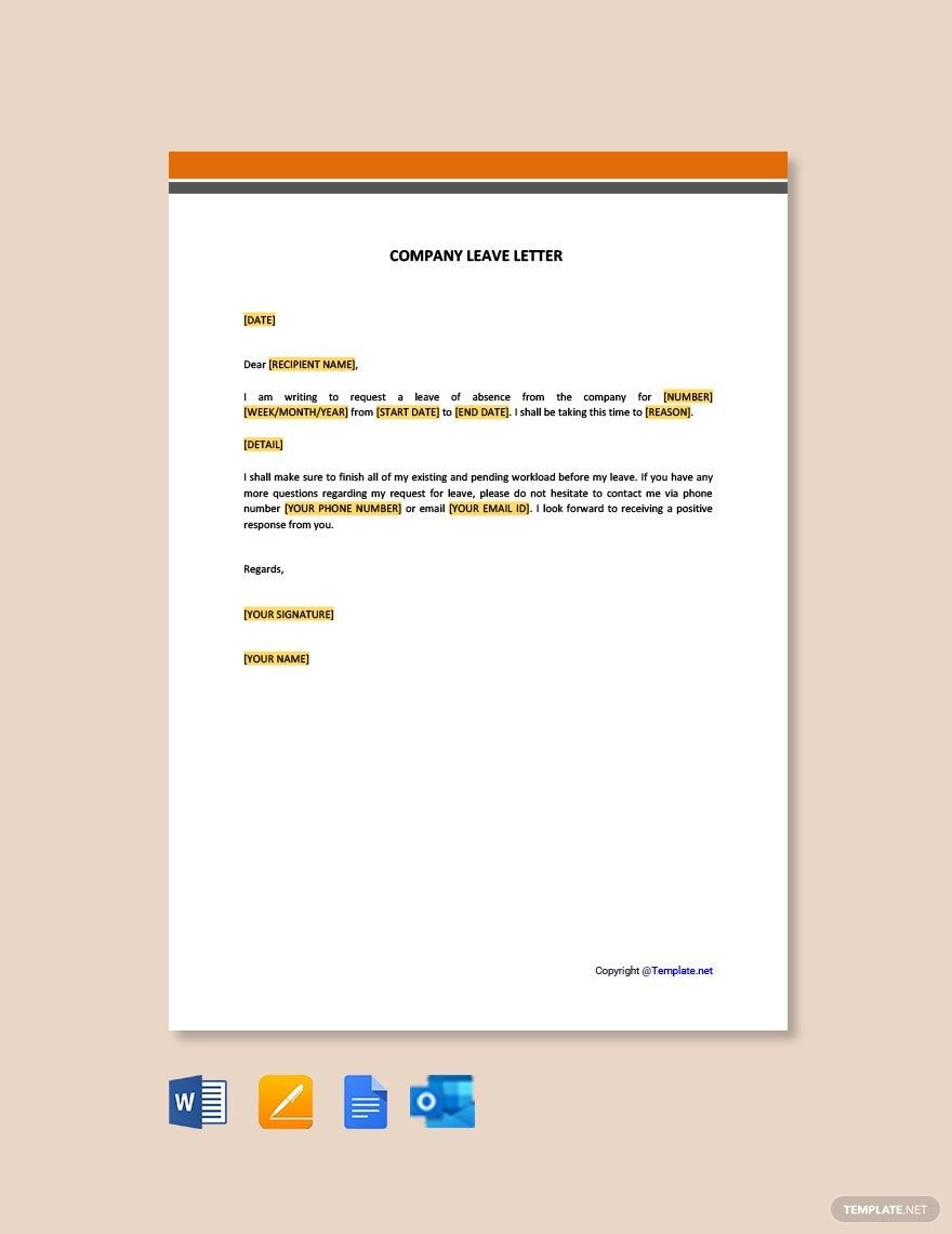 Company Leave Letter Template